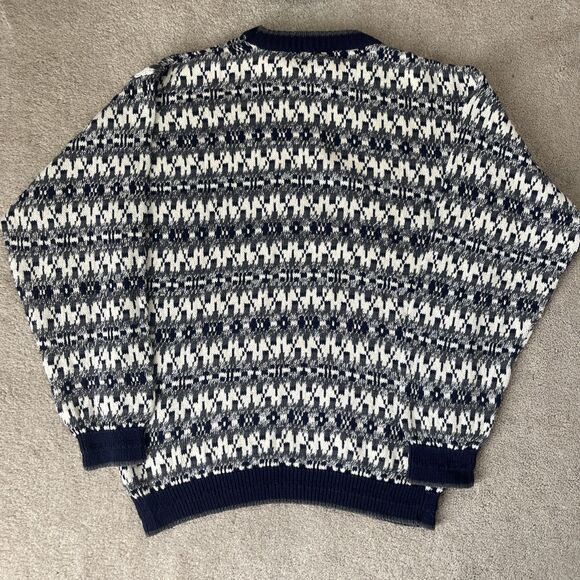 Tony Lambert Sweater Mens Medium Cotton Vintage Textured Navy USA 90s Cosby - Picture 6 of 6